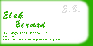 elek bernad business card