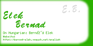 elek bernad business card